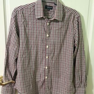 Men's Checkered Button-Down Shirt - Red and White